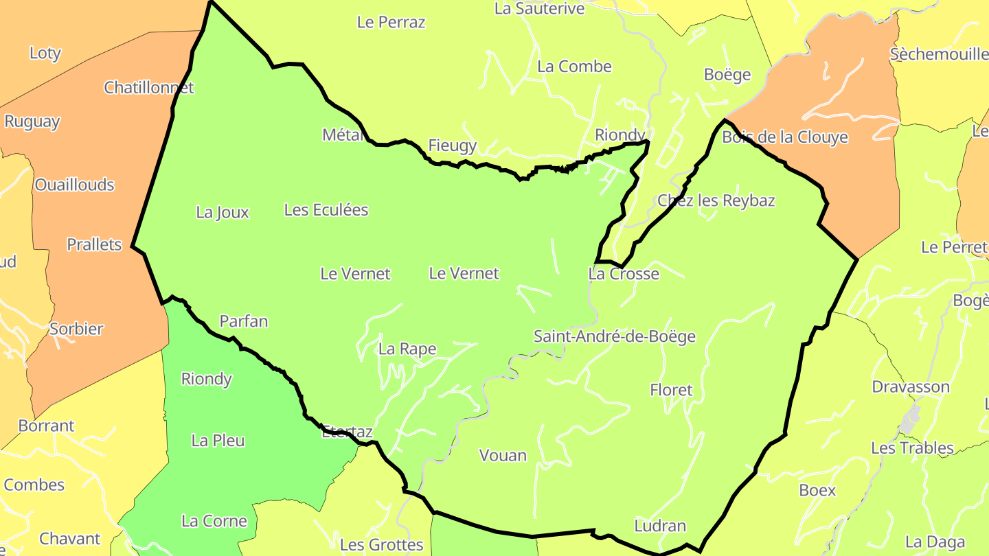 Carte des prix de l'immobilier Saint-André-de-Boëge