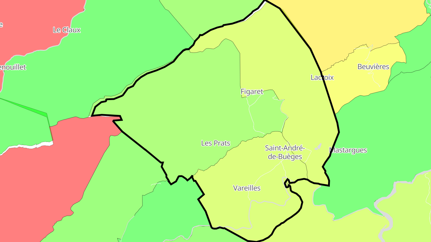Carte des prix de l'immobilier Saint-André-de-Buèges