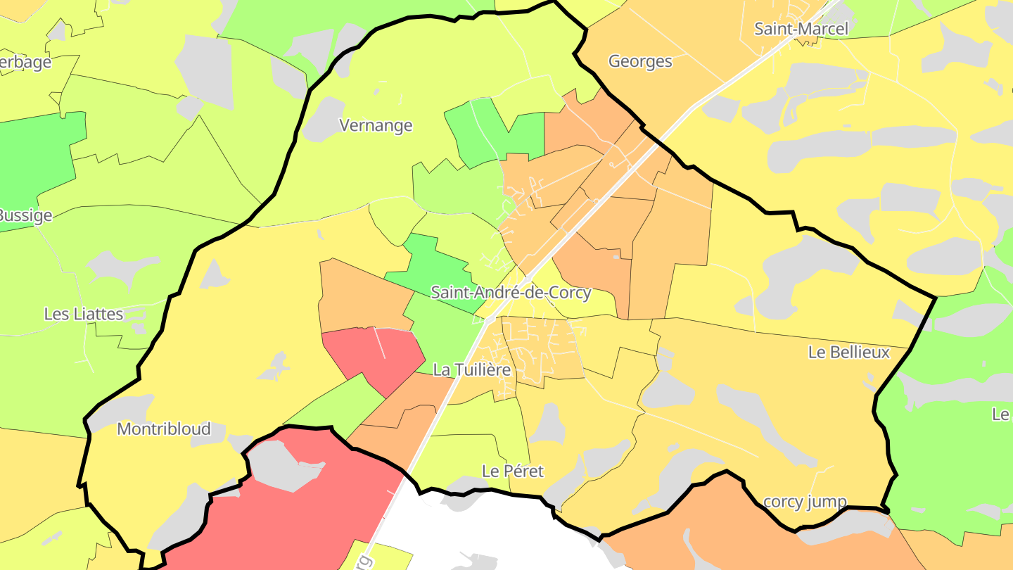 Carte des prix de l'immobilier Saint-André-de-Corcy
