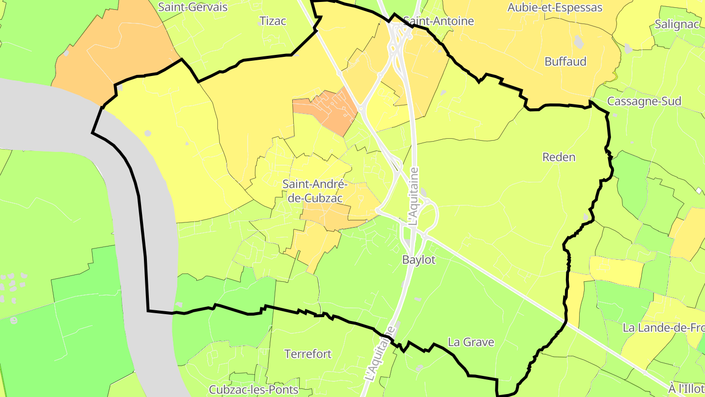 Carte des prix de l'immobilier Saint-André-de-Cubzac