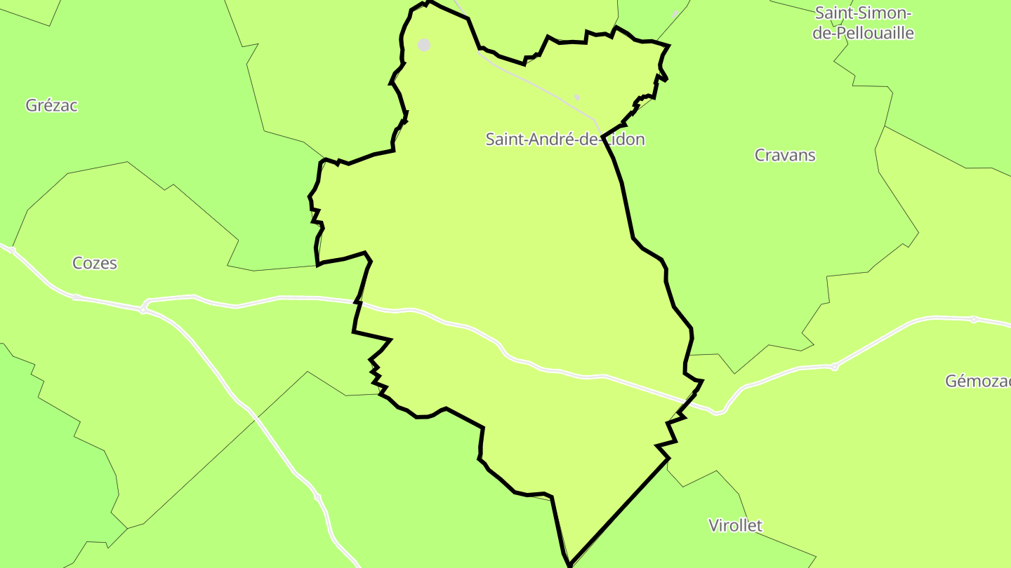 Carte des prix de l'immobilier Saint-André-de-Lidon