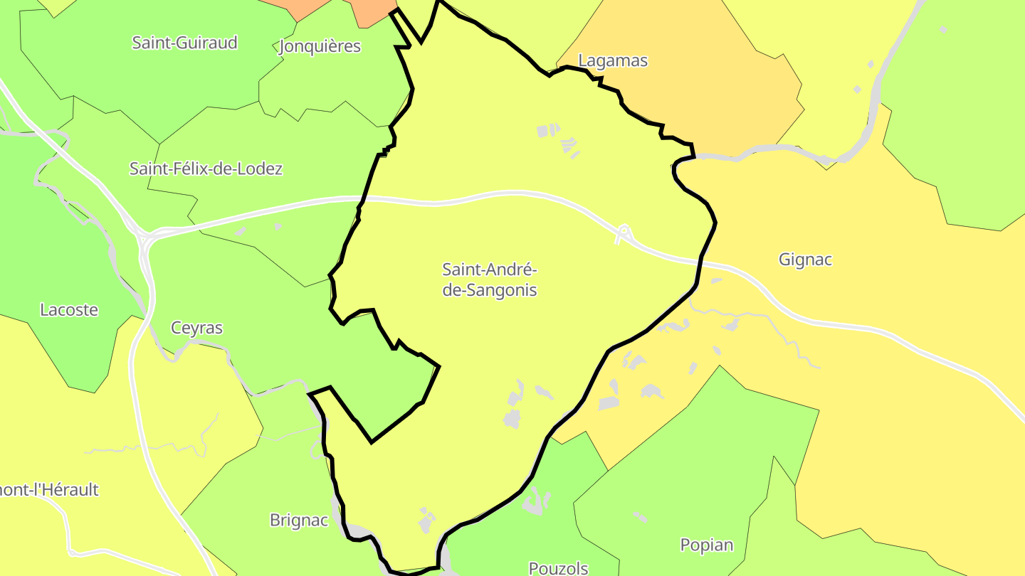 Carte des prix de l'immobilier Saint-André-de-Sangonis