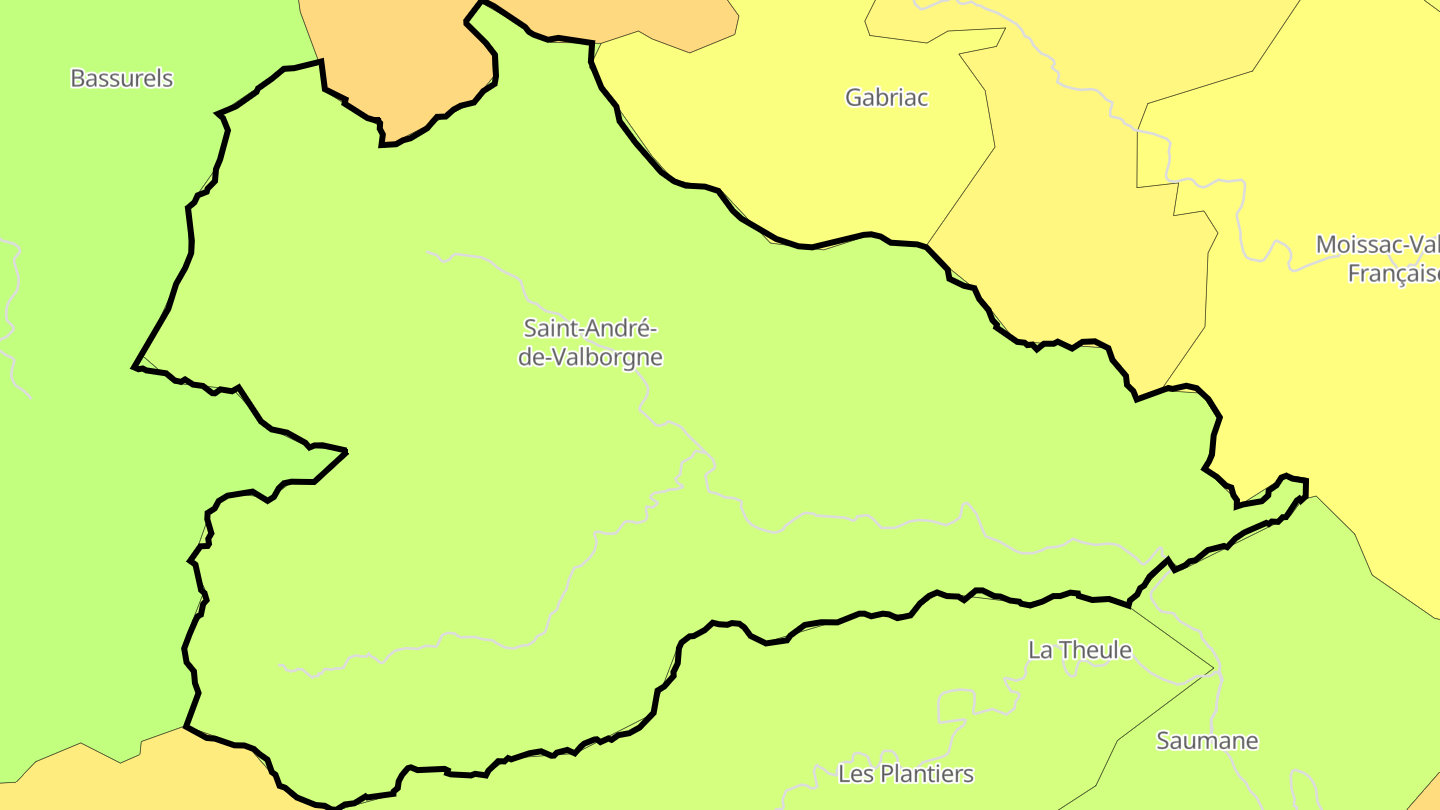 Carte des prix de l'immobilier Saint-André-de-Valborgne