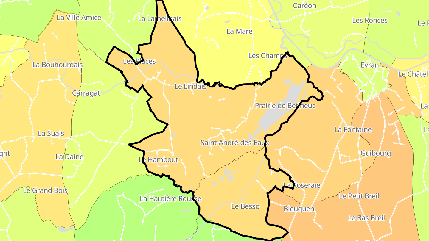 Carte des prix de l'immobilier Saint-André-des-Eaux