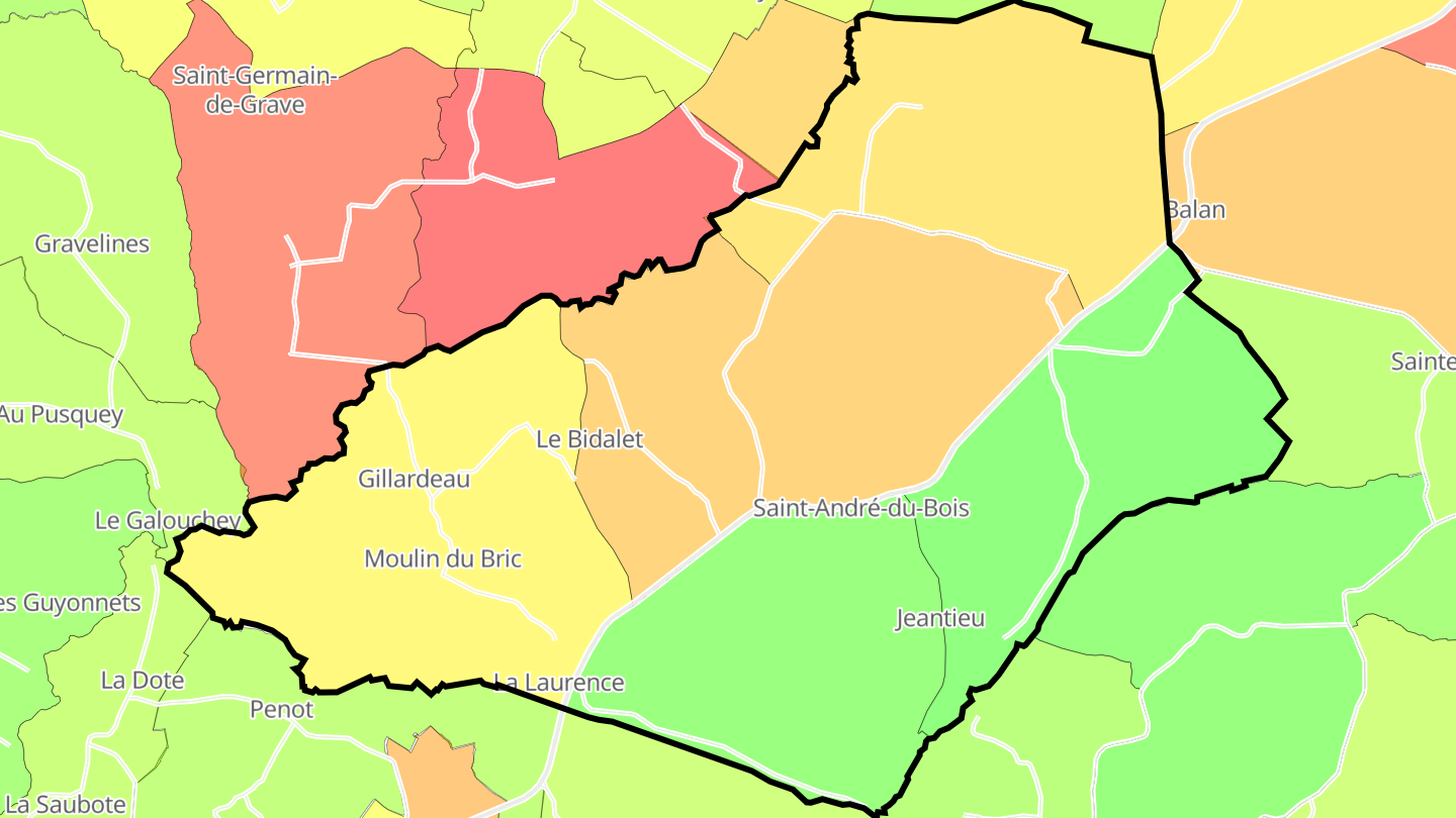 Carte des prix de l'immobilier Saint-André-du-Bois