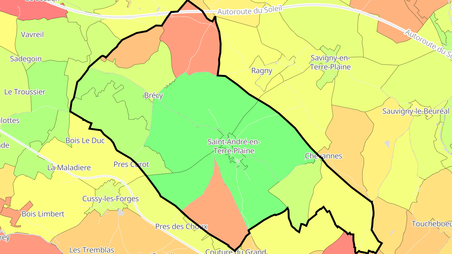 Carte des prix de l'immobilier Saint-André-en-Terre-Plaine