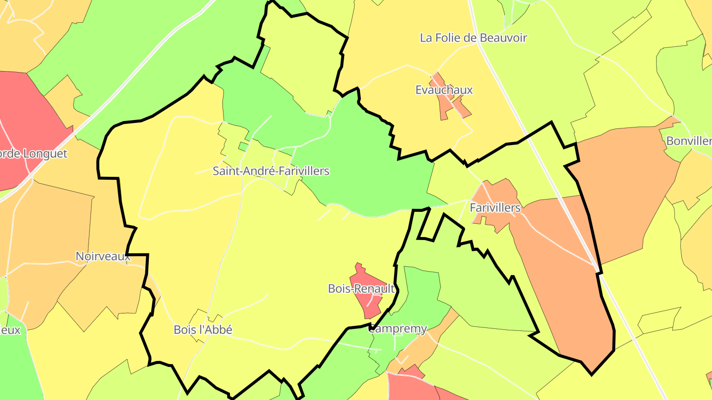 Carte des prix de l'immobilier Saint-André-Farivillers