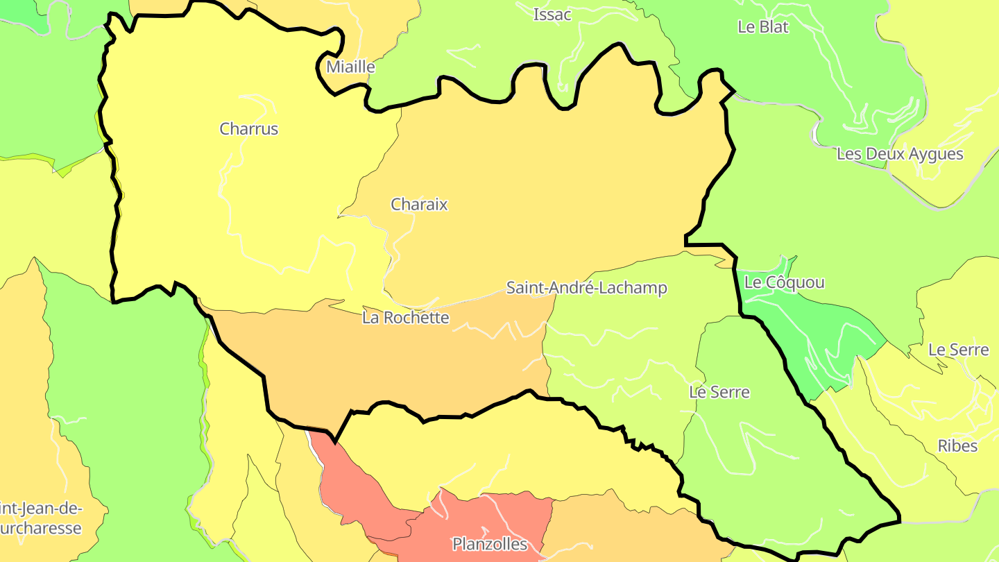 Carte des prix de l'immobilier Saint-André-Lachamp