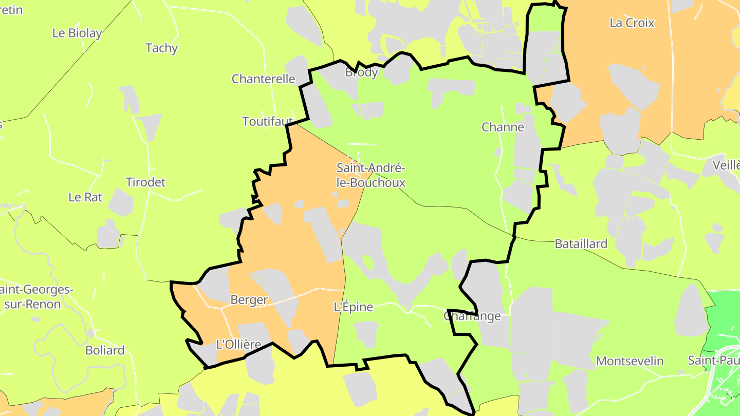 Carte des prix de l'immobilier Saint-André-le-Bouchoux