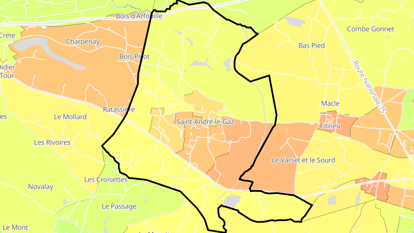 Carte des prix de l'immobilier Saint-André-le-Gaz