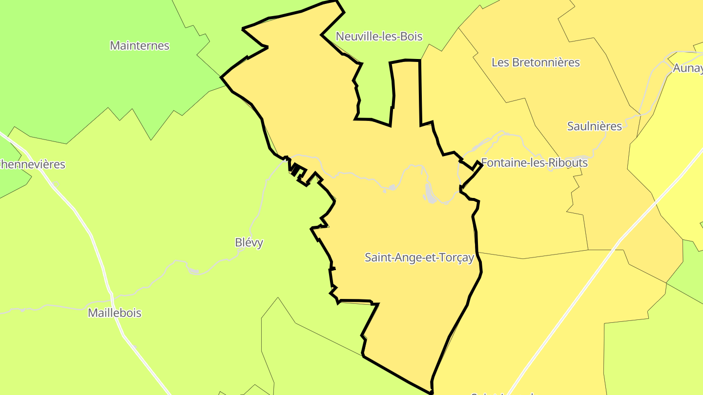 Carte des prix de l'immobilier Saint-Ange-et-Torçay
