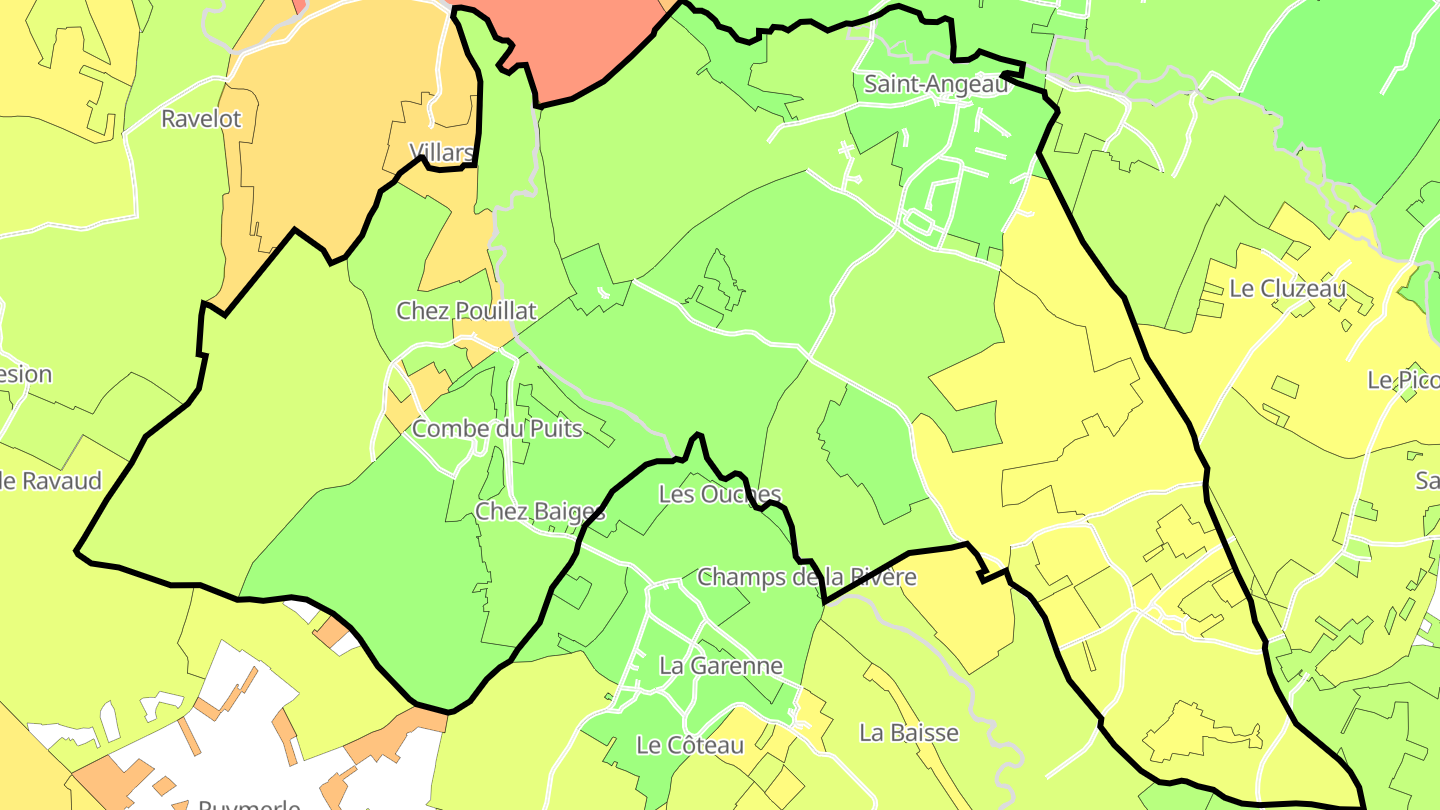 Carte des prix de l'immobilier Saint-Angeau