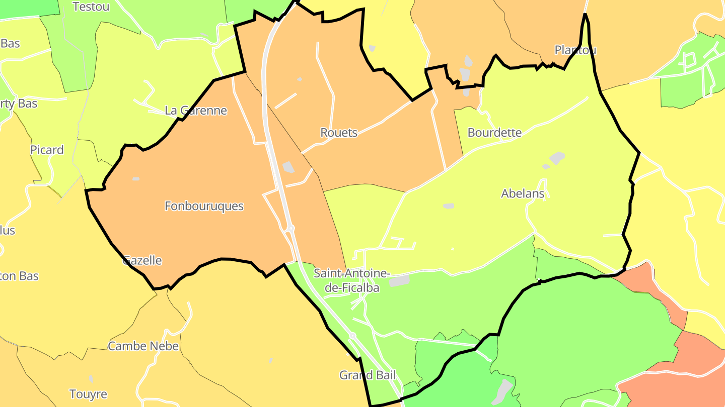 Carte des prix de l'immobilier Saint-Antoine-de-Ficalba