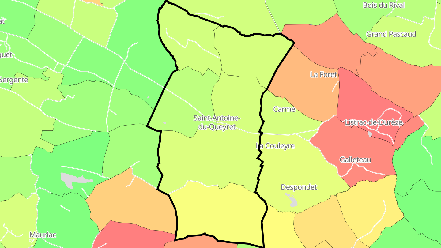 Carte des prix de l'immobilier Saint-Antoine-du-Queyret