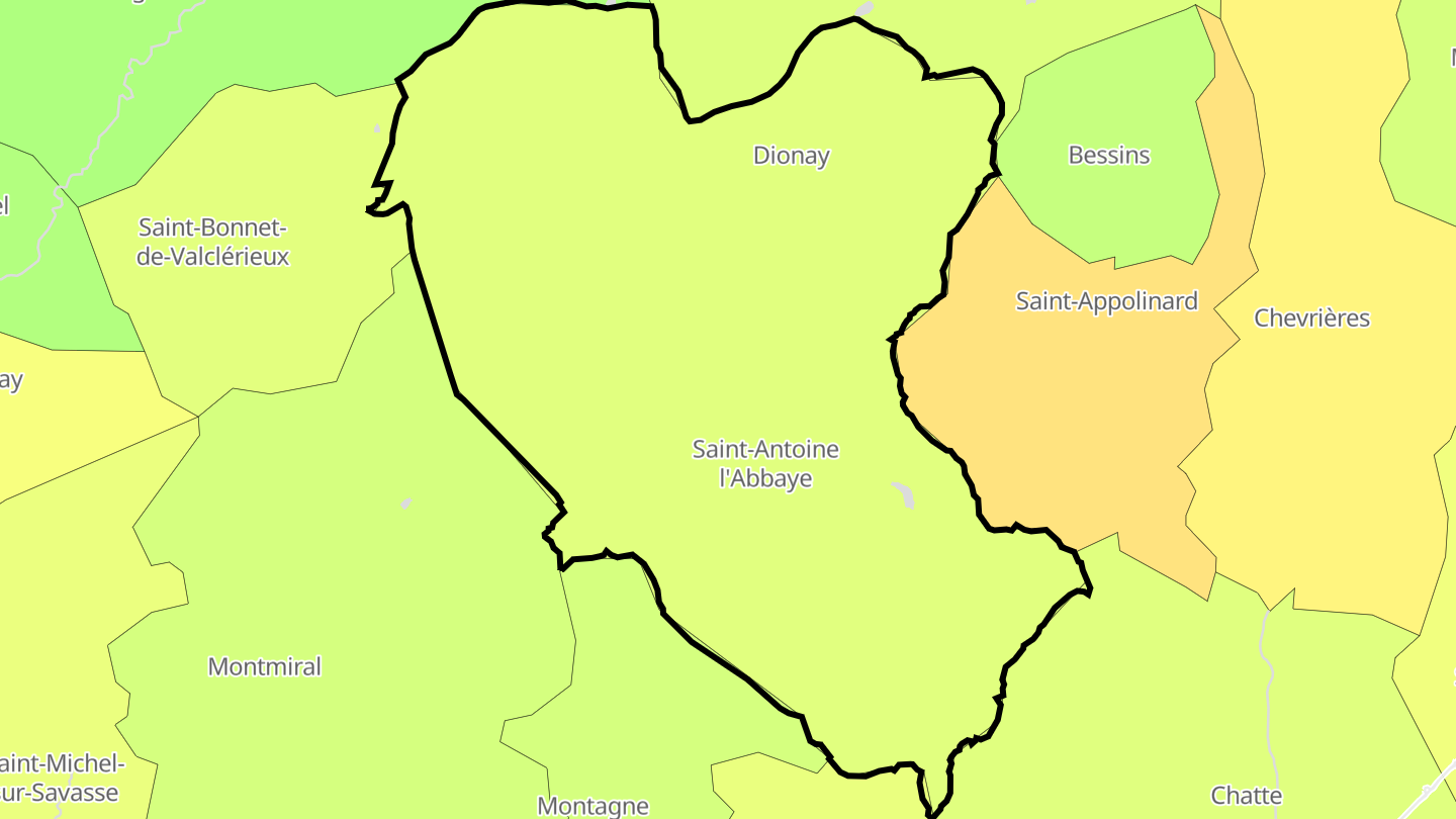 Carte des prix de l'immobilier Saint-Antoine l'Abbaye