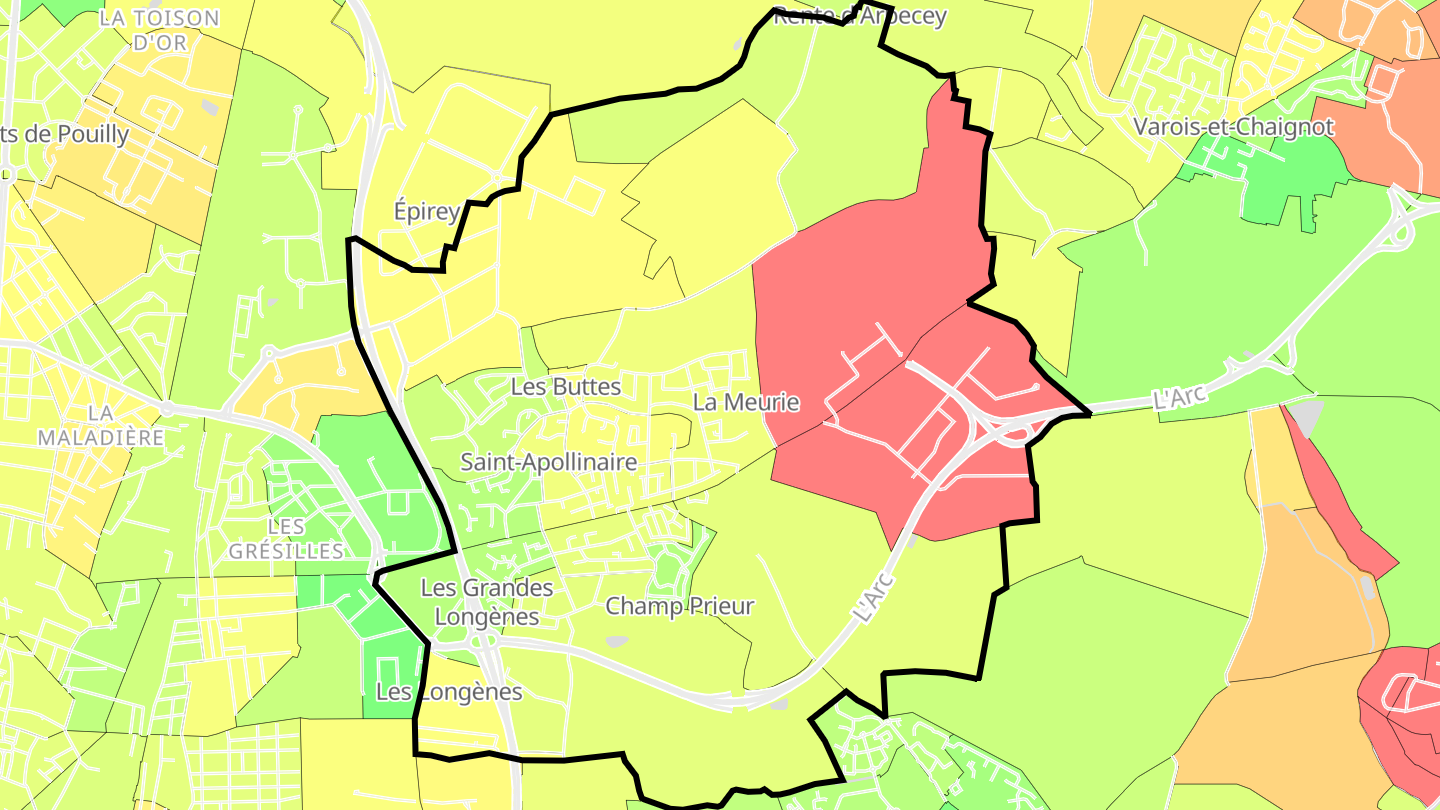 Carte des prix de l'immobilier Saint-Apollinaire