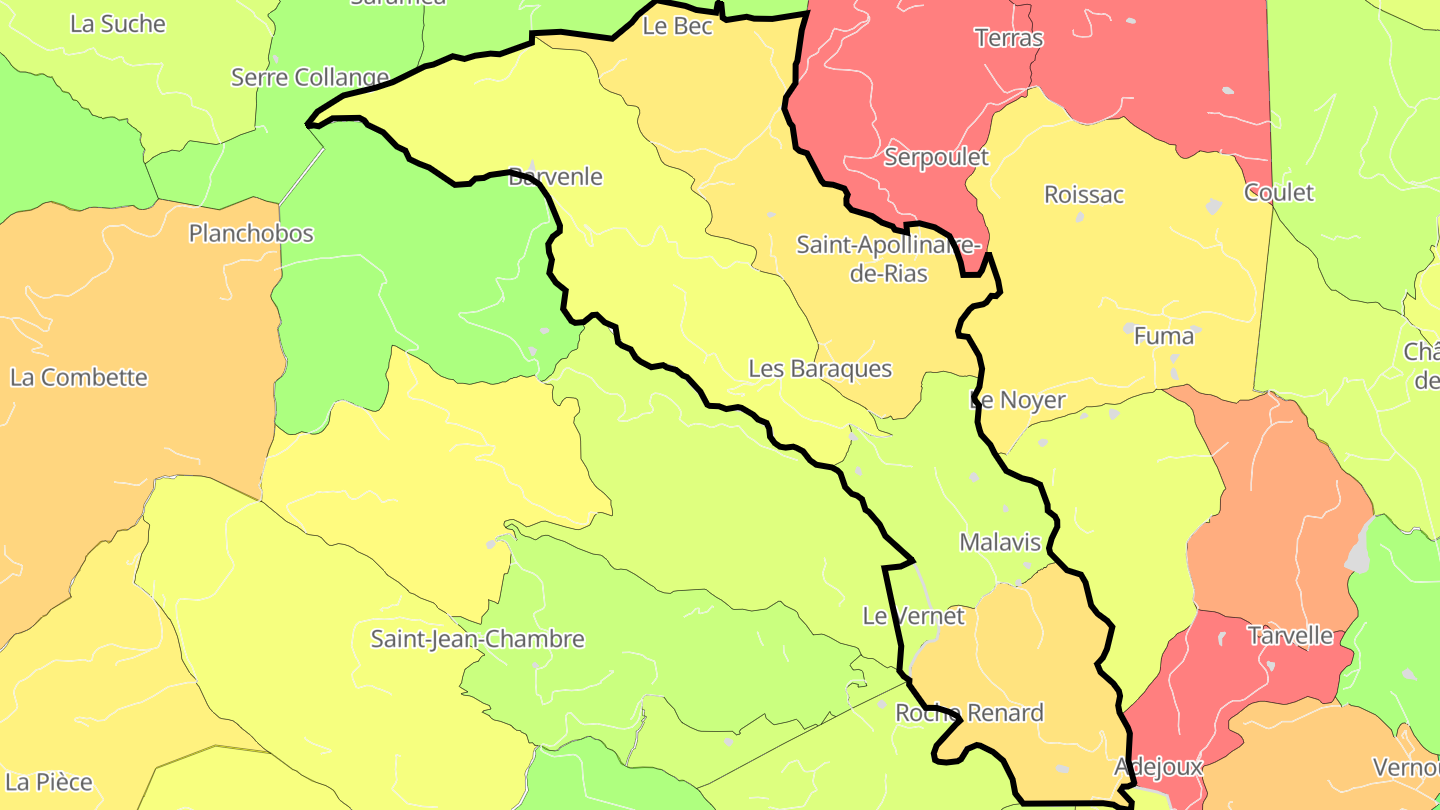 Carte des prix de l'immobilier Saint-Apollinaire-de-Rias