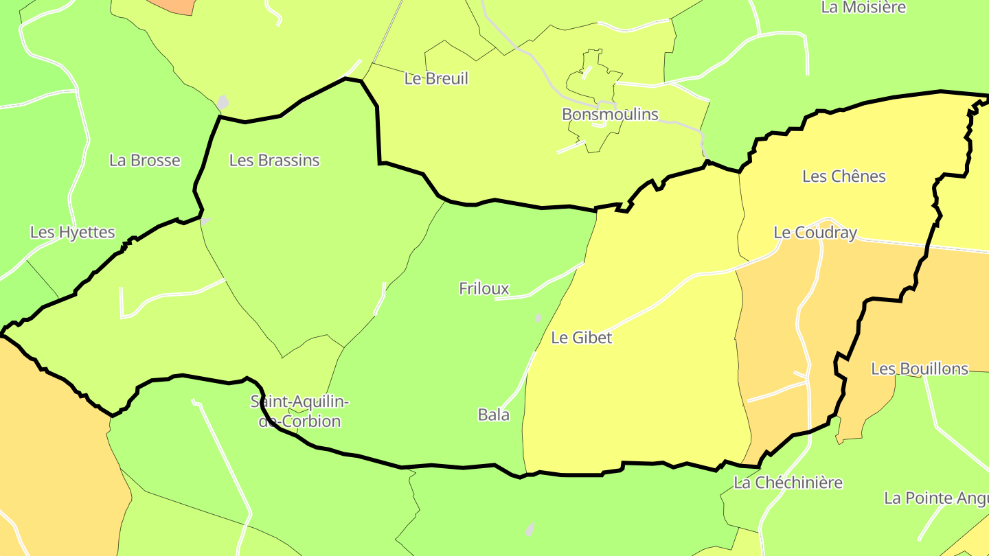 Carte des prix de l'immobilier Saint-Aquilin-de-Corbion