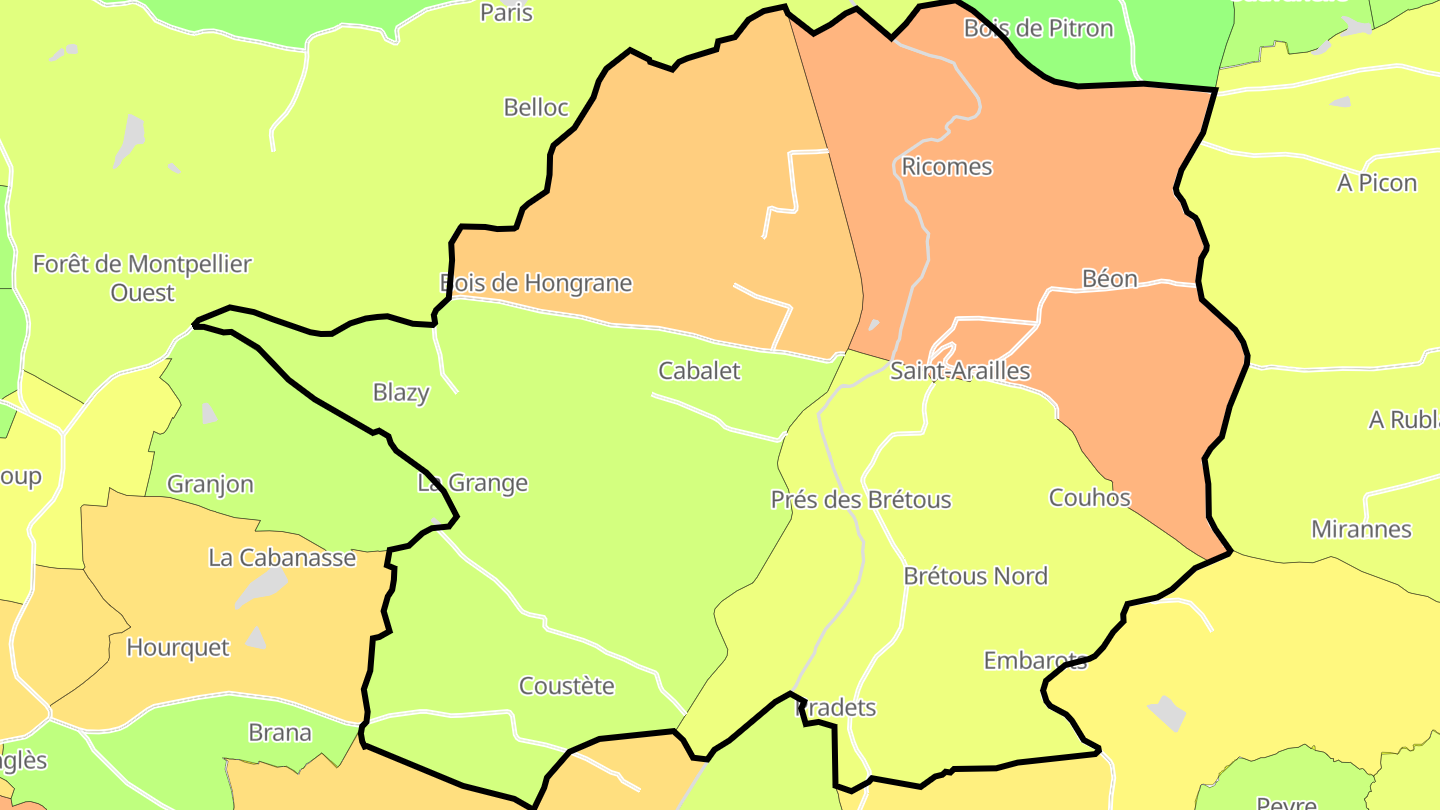 Carte des prix de l'immobilier Saint-Arailles