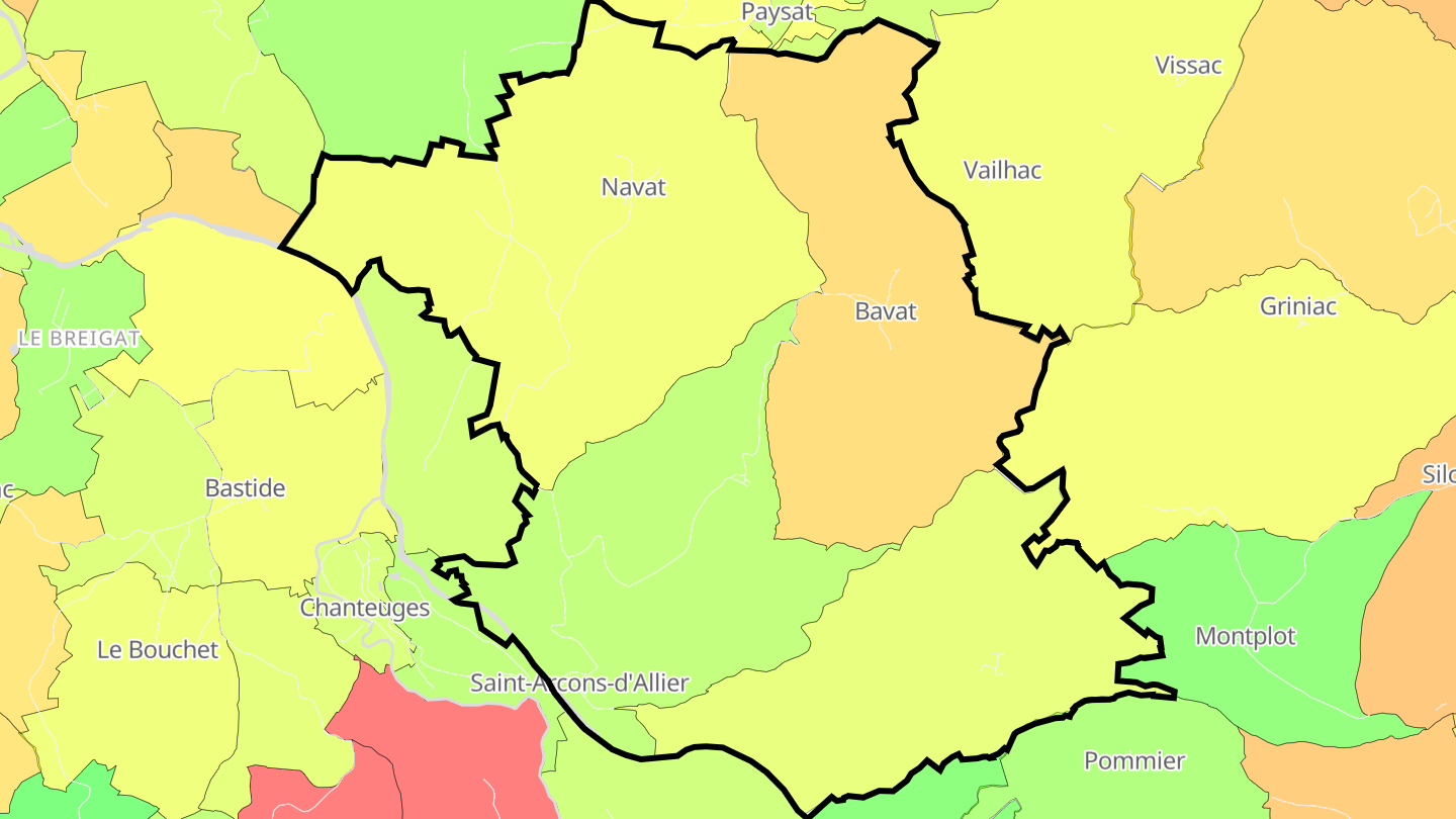 Carte des prix de l'immobilier Saint-Arcons-d'Allier