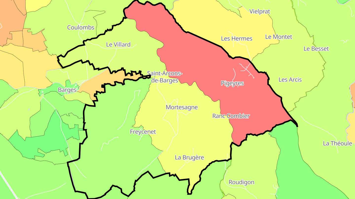 Carte des prix de l'immobilier Saint-Arcons-de-Barges