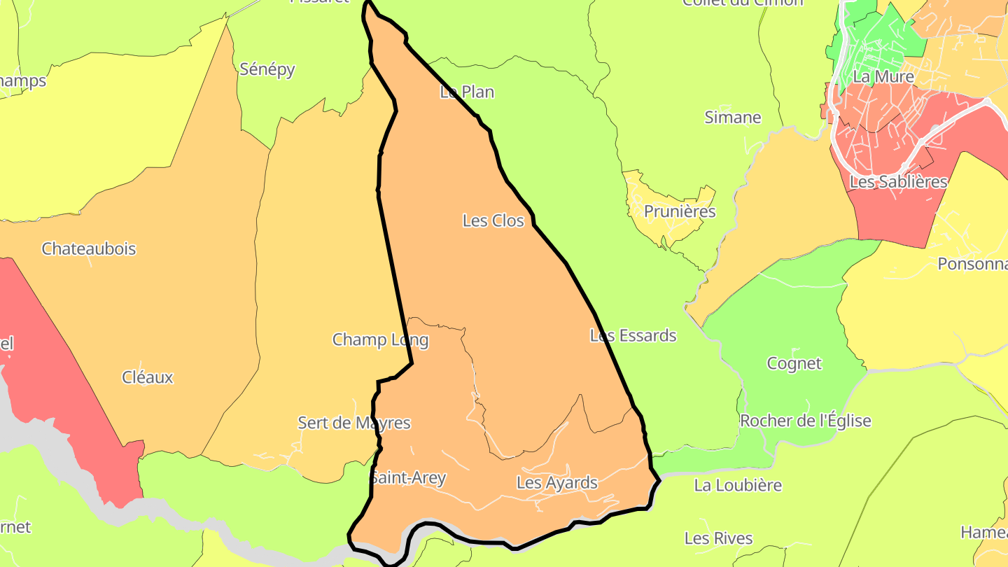 Carte des prix de l'immobilier Saint-Arey