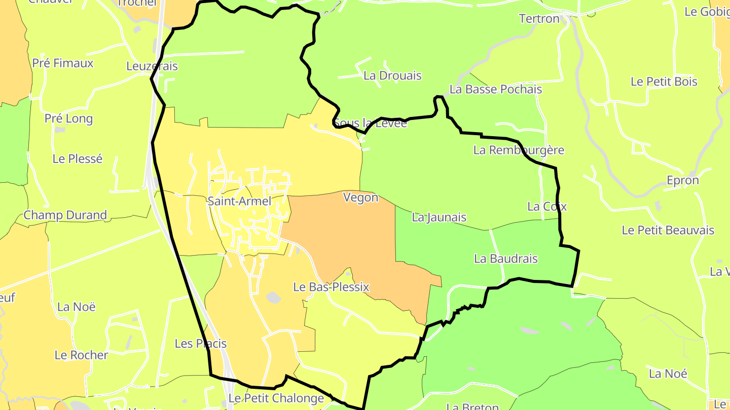 Carte des prix de l'immobilier Saint-Armel