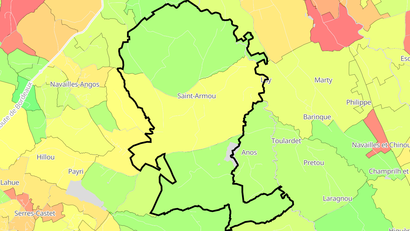 Carte des prix de l'immobilier Saint-Armou