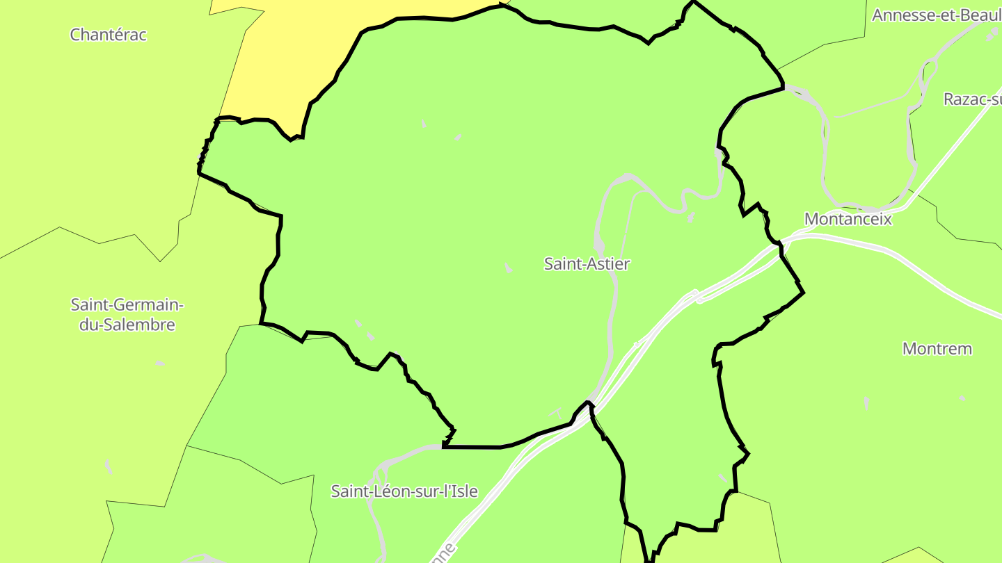 Carte des prix de l'immobilier Saint-Astier