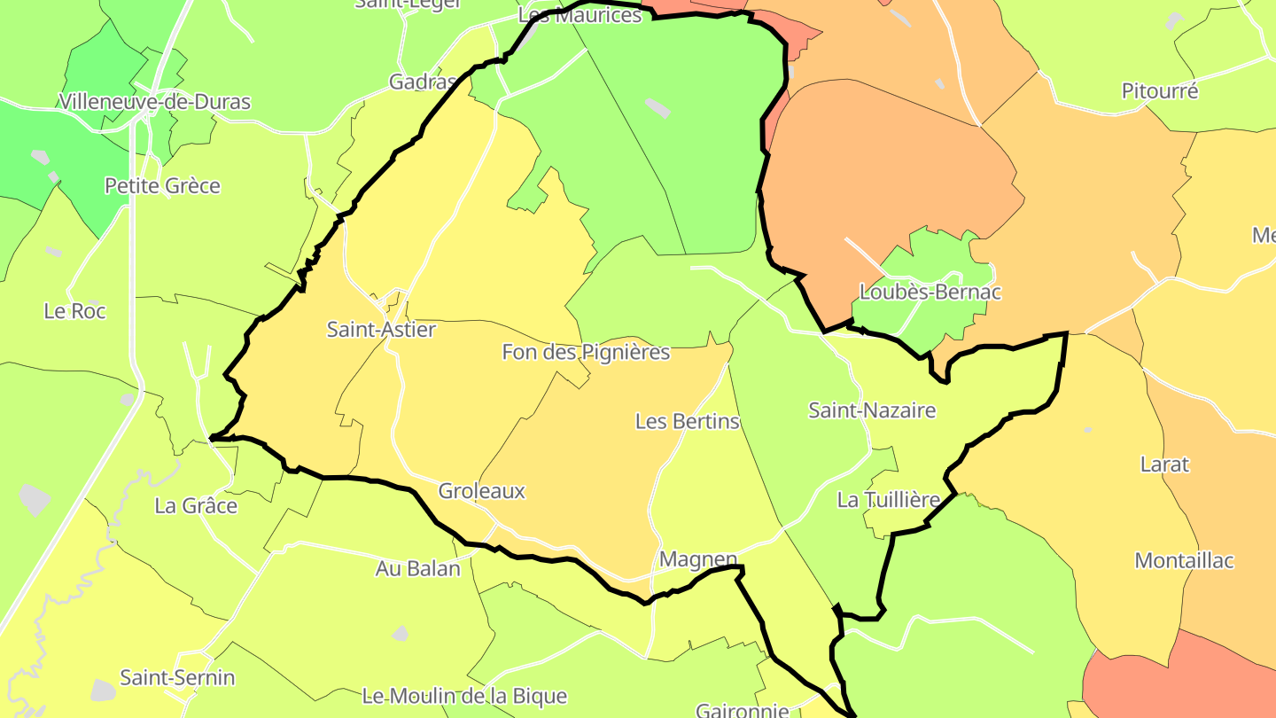 Carte des prix de l'immobilier Saint-Astier