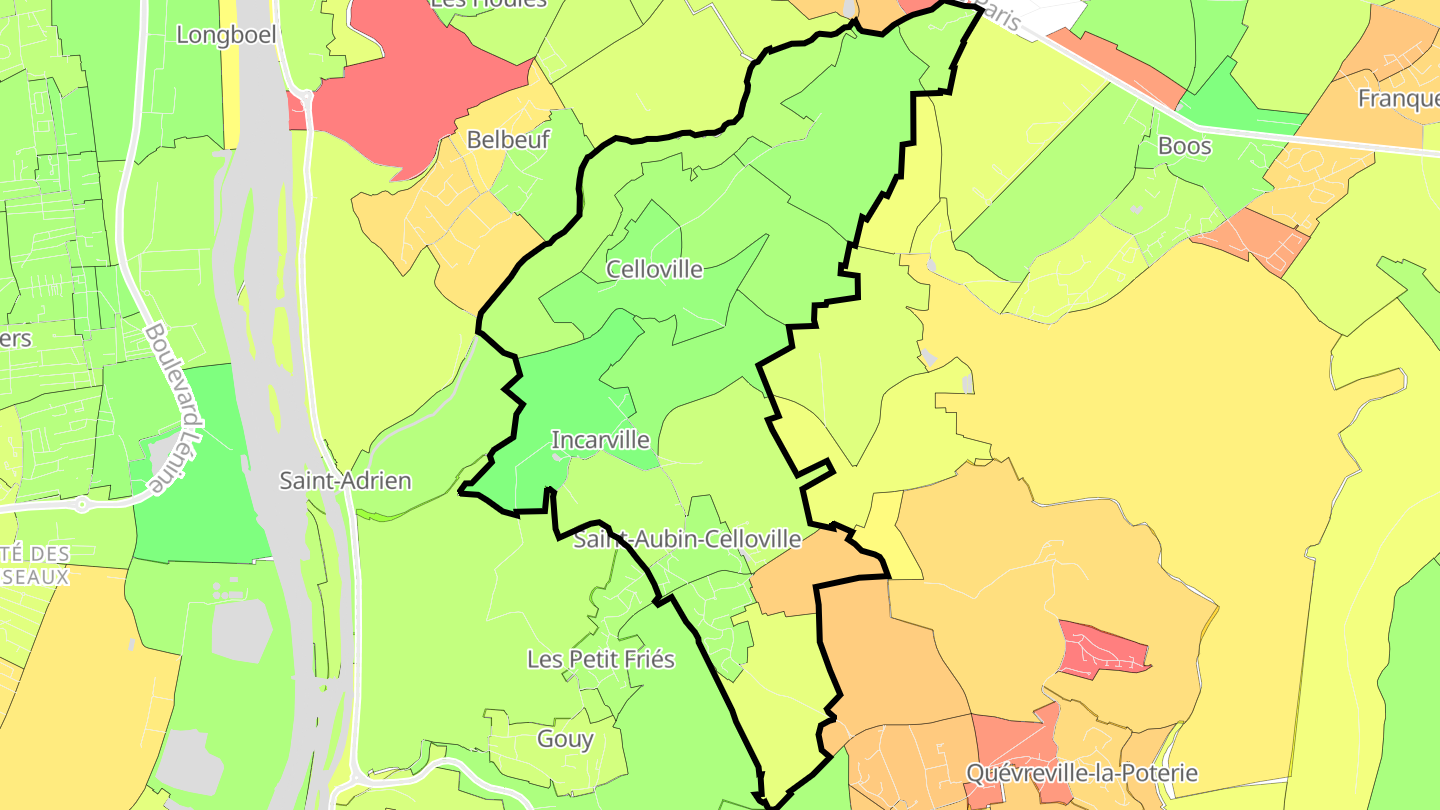 Carte des prix de l'immobilier Saint-Aubin-Celloville