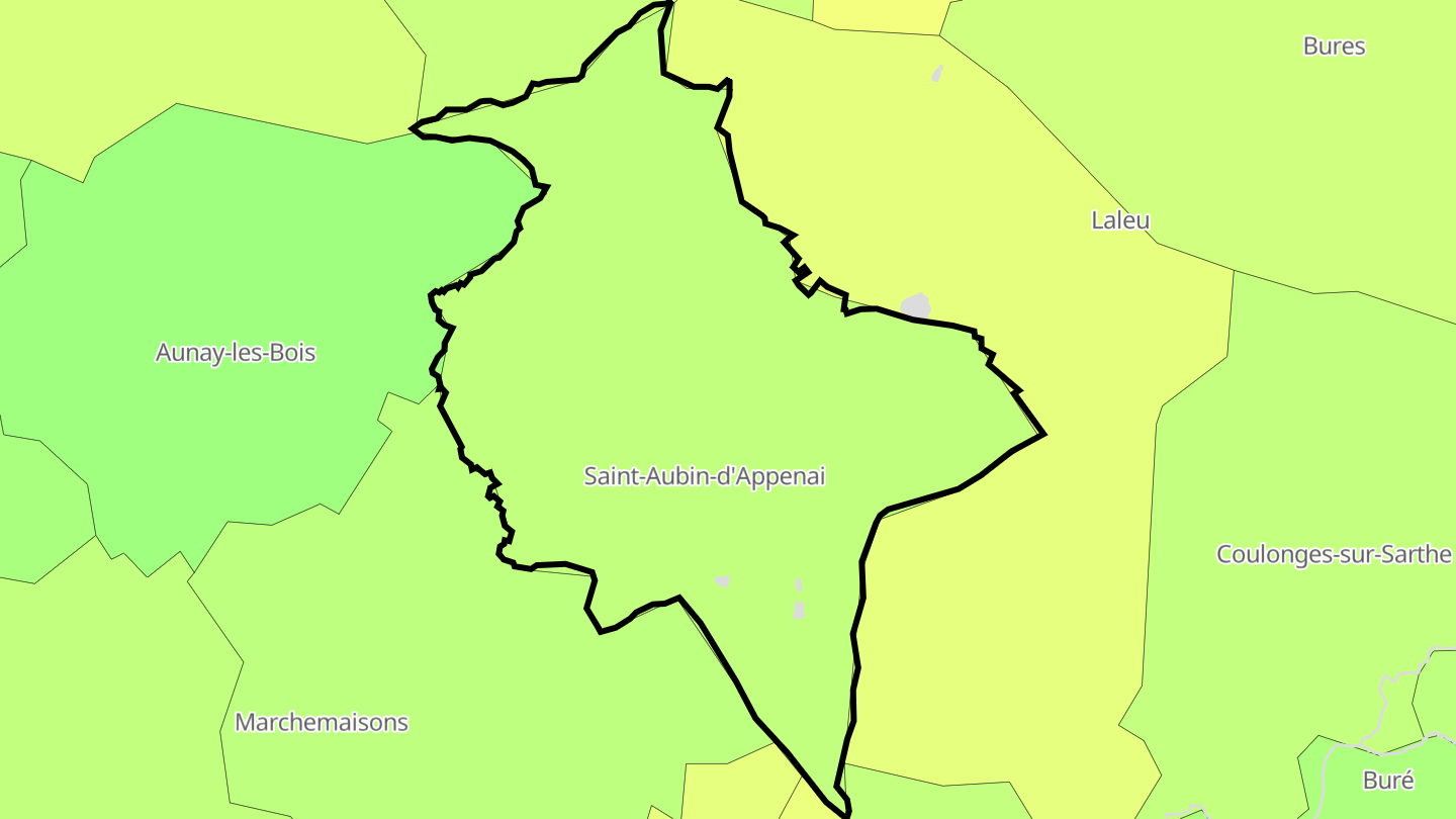 Carte des prix de l'immobilier Saint-Aubin-d'Appenai