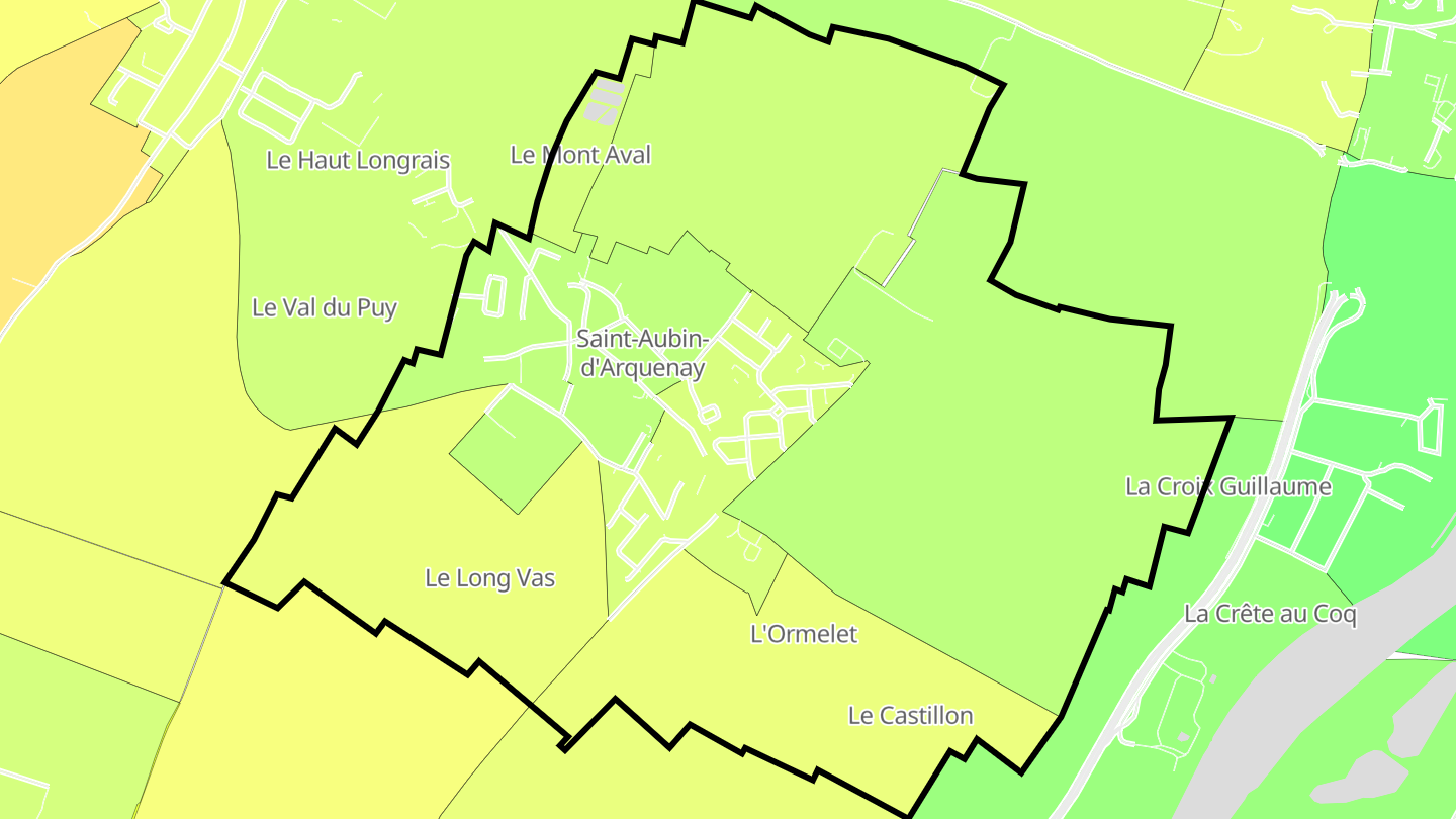 Carte des prix de l'immobilier Saint-Aubin-d'Arquenay