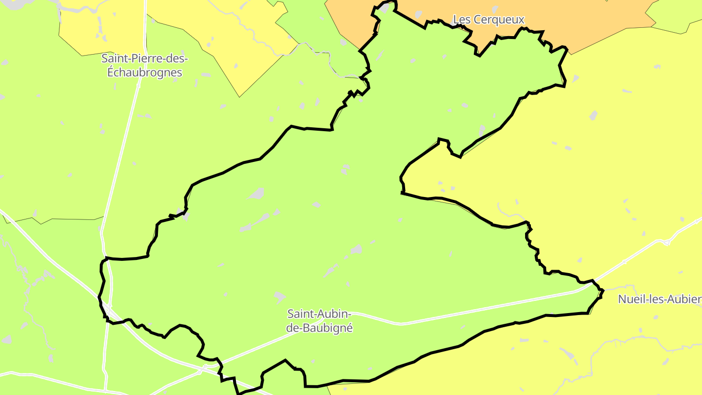 Carte des prix de l'immobilier Saint-Aubin-de-Baubigné