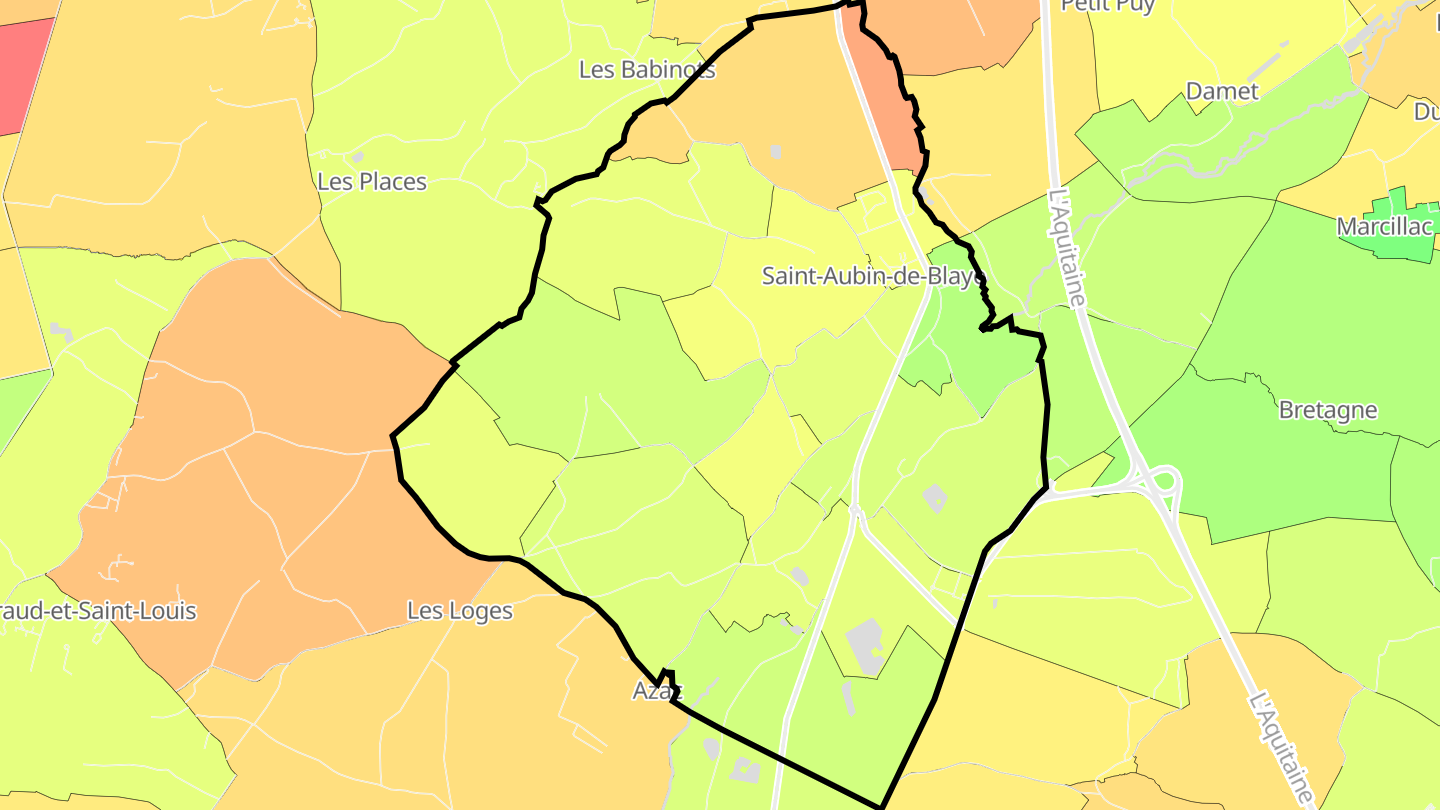 Carte des prix de l'immobilier Saint-Aubin-de-Blaye