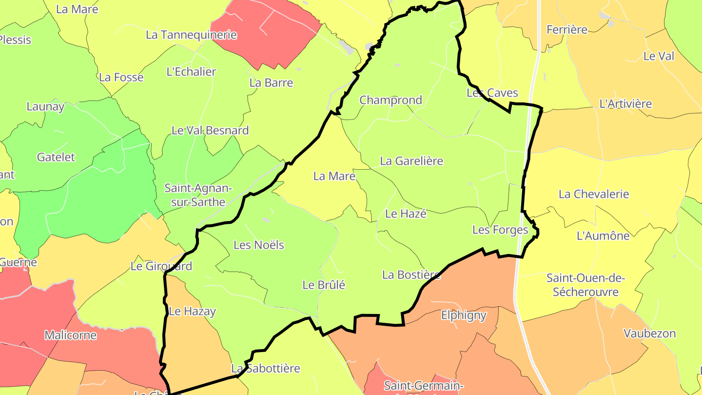 Carte des prix de l'immobilier Saint-Aubin-de-Courteraie