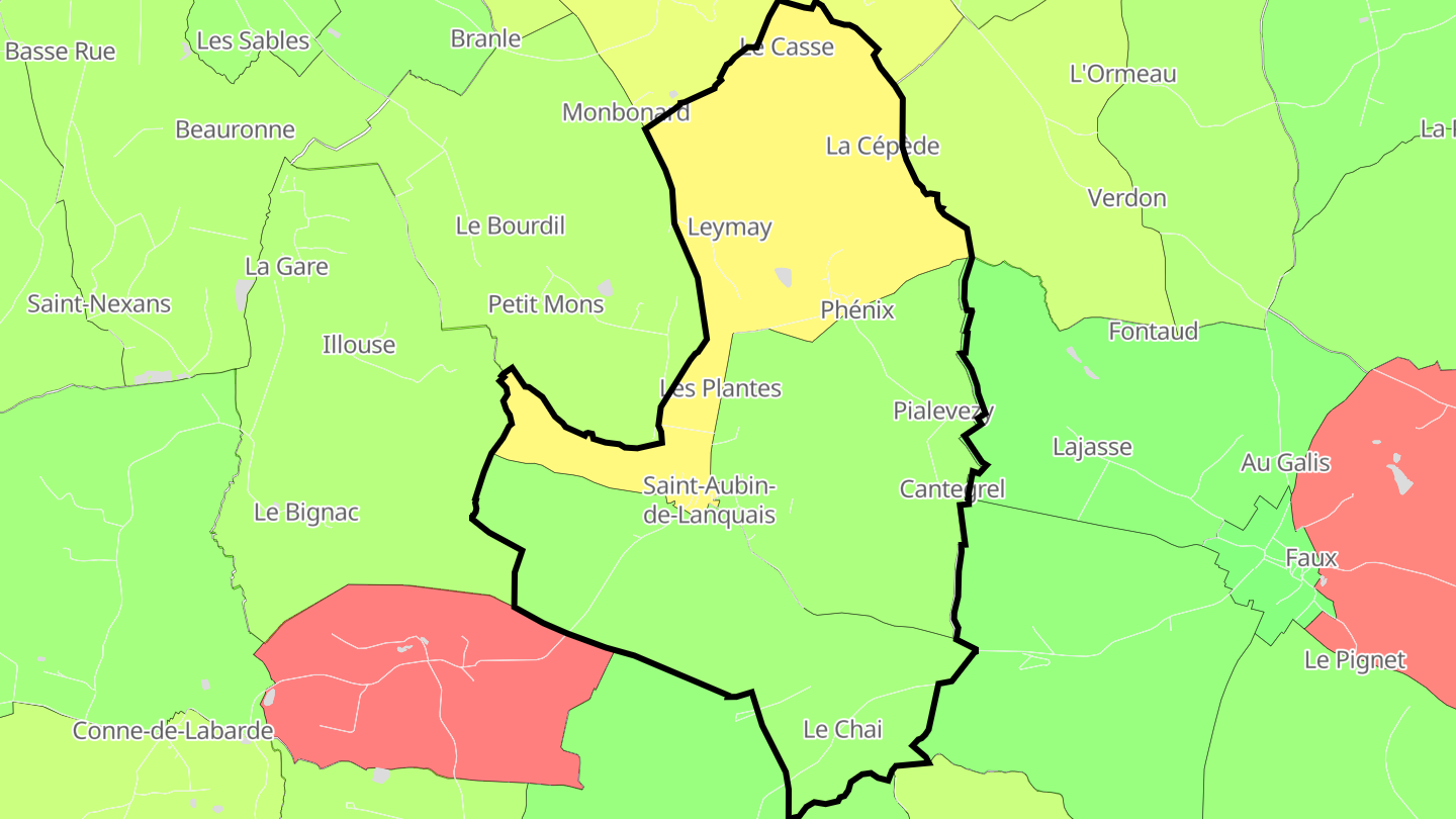 Carte des prix de l'immobilier Saint-Aubin-de-Lanquais