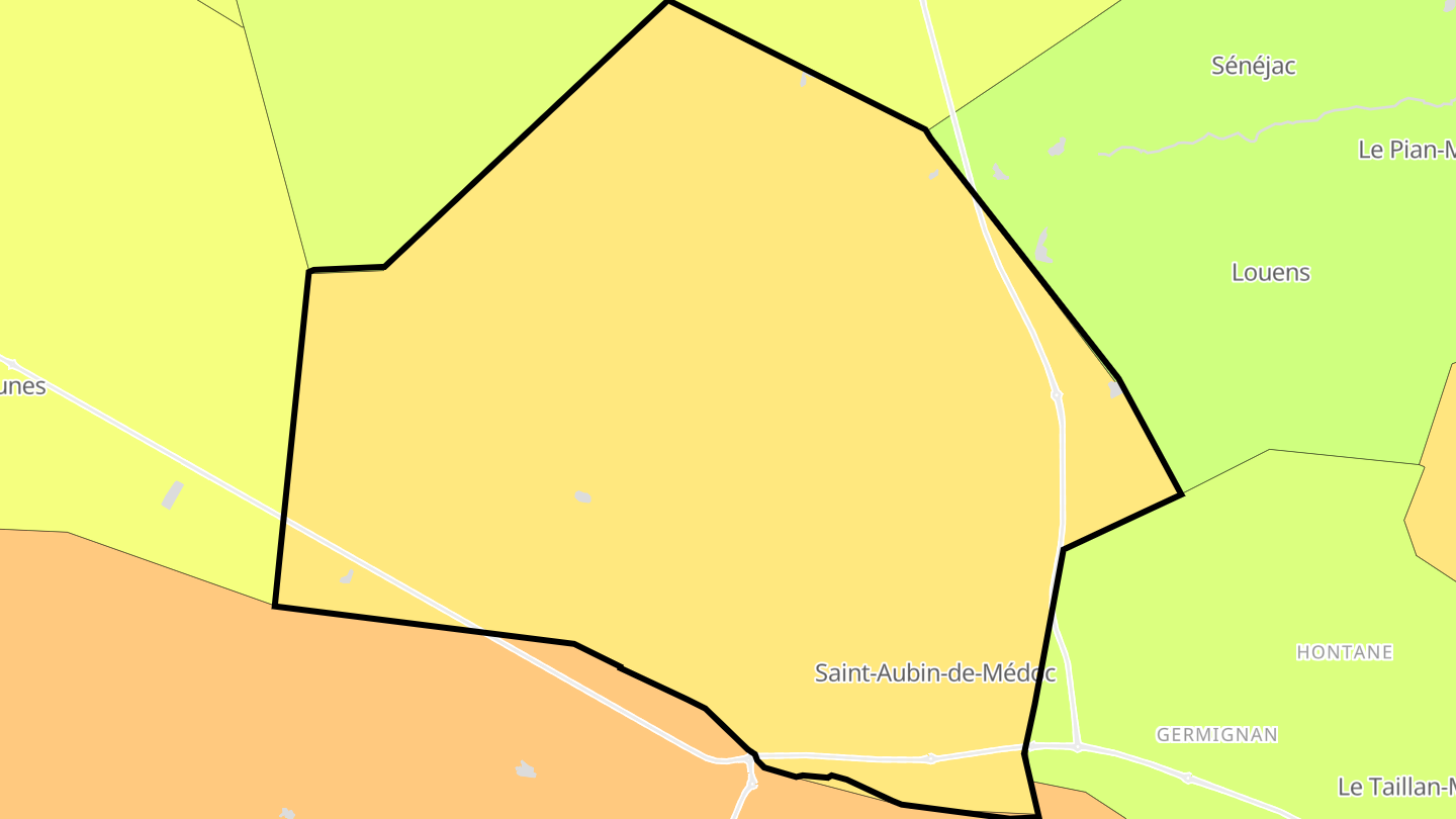 Carte des prix de l'immobilier Saint-Aubin-de-Médoc