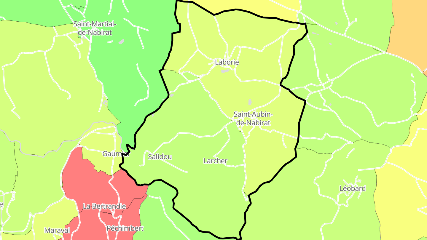 Carte des prix de l'immobilier Saint-Aubin-de-Nabirat