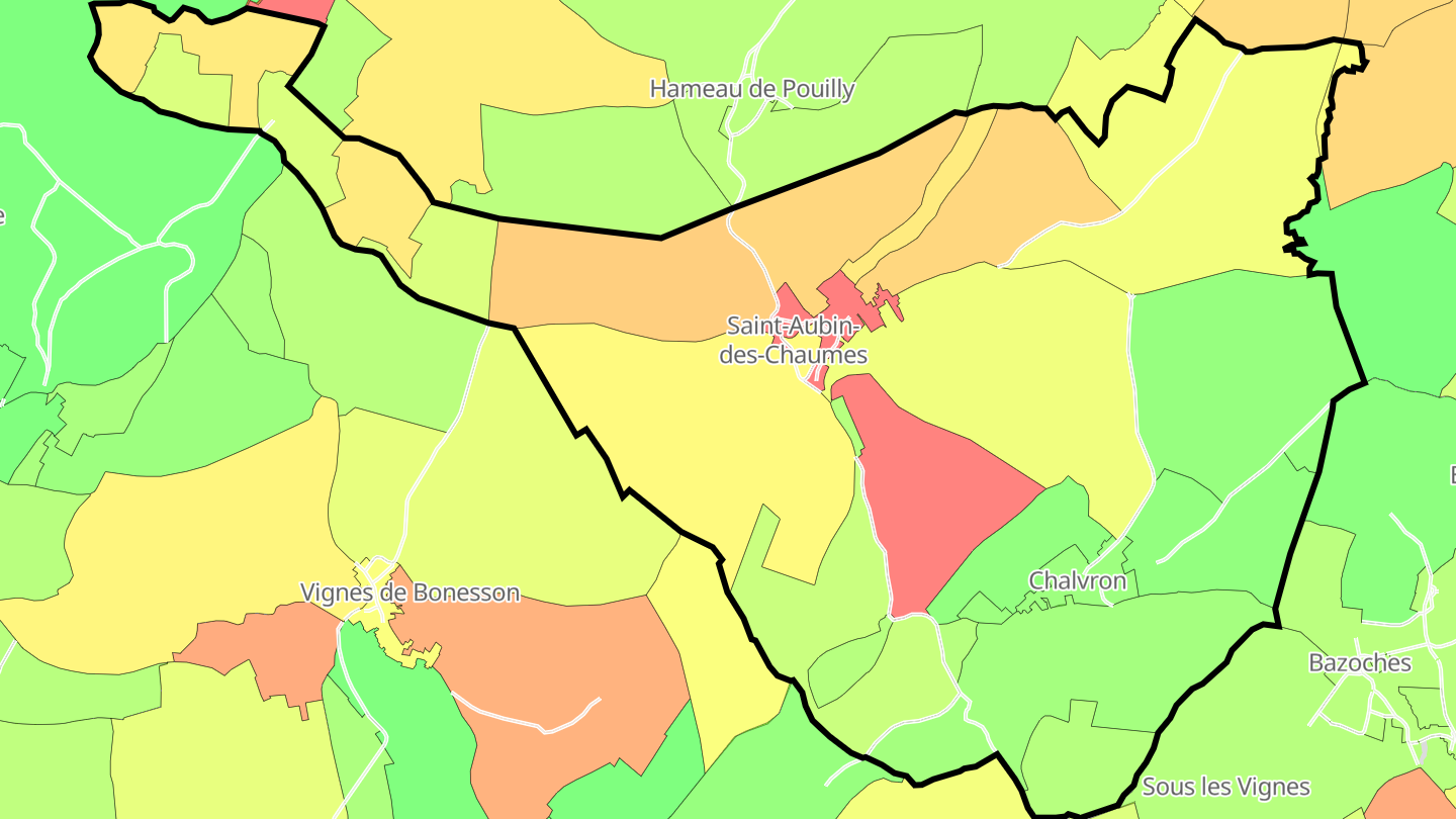 Carte des prix de l'immobilier Saint-Aubin-des-Chaumes