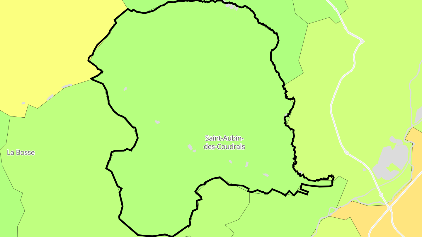Carte des prix de l'immobilier Saint-Aubin-des-Coudrais
