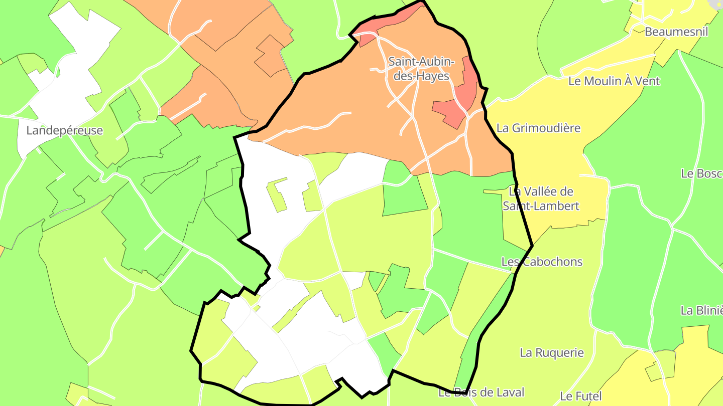 Carte des prix de l'immobilier Saint-Aubin-des-Hayes