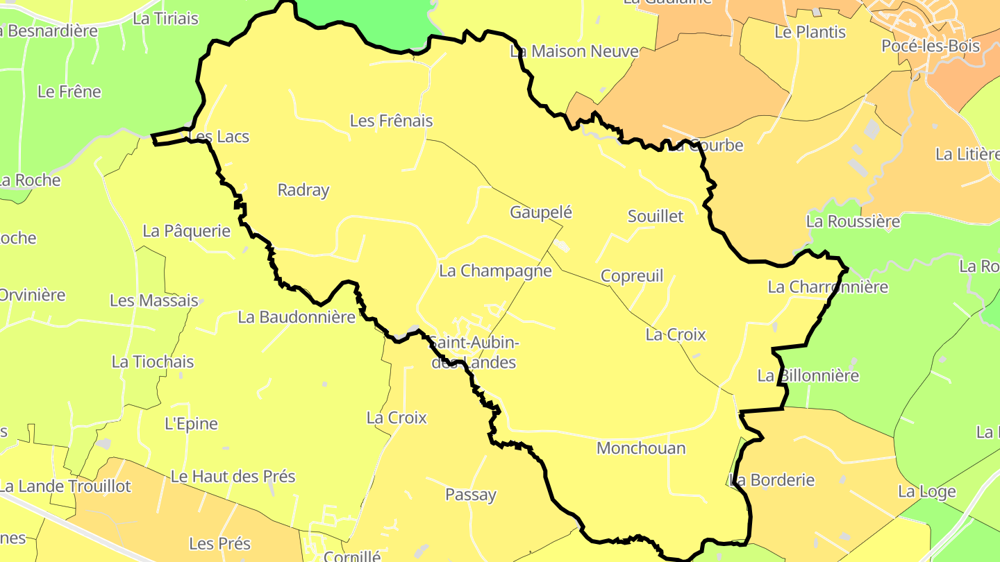 Carte des prix de l'immobilier Saint-Aubin-des-Landes