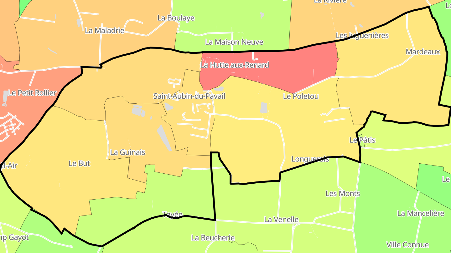Carte des prix de l'immobilier Saint-Aubin-du-Pavail