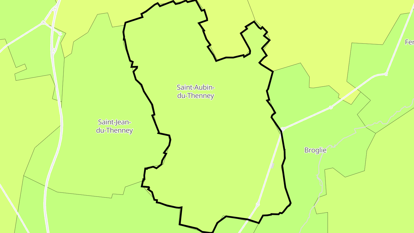 Carte des prix de l'immobilier Saint-Aubin-du-Thenney