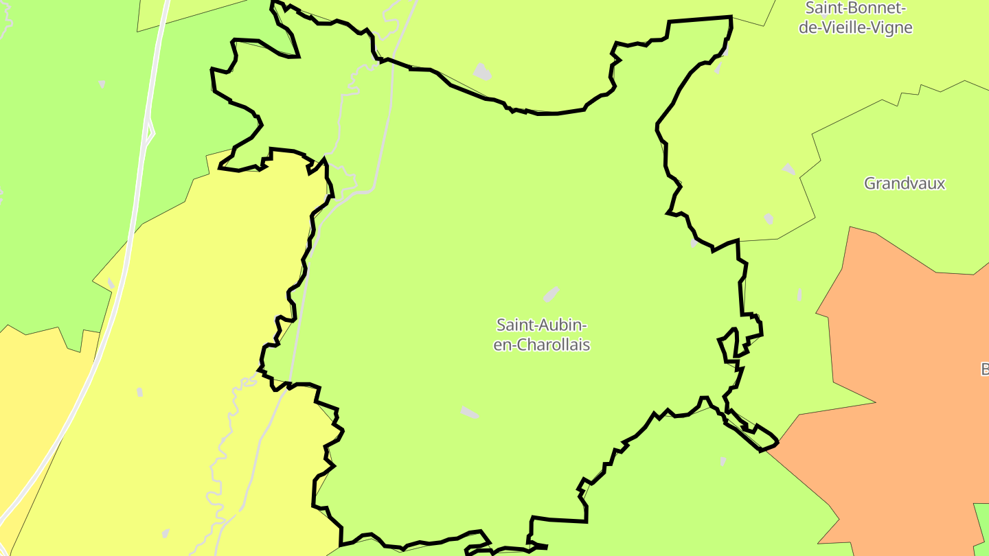 Carte des prix de l'immobilier Saint-Aubin-en-Charollais