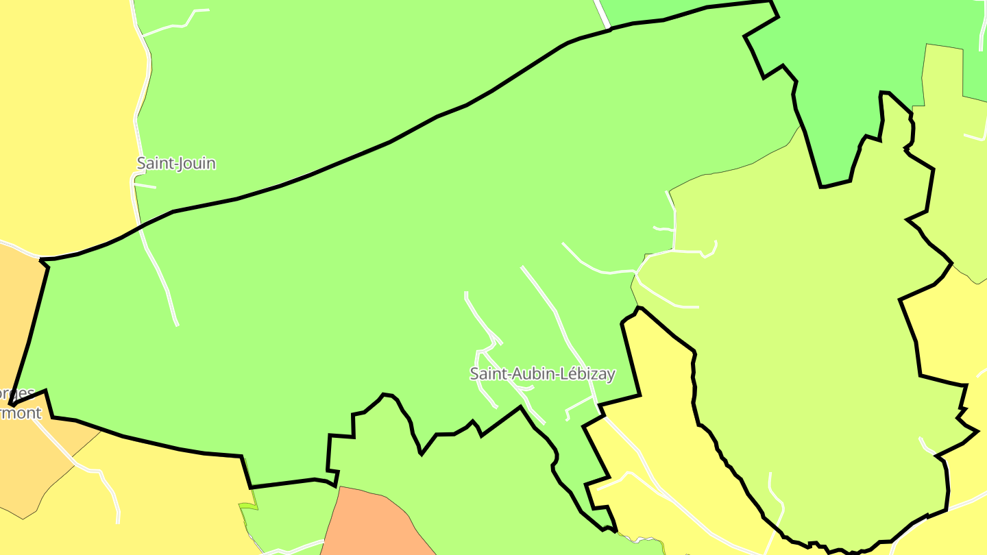 Carte des prix de l'immobilier Saint-Aubin-Lébizay