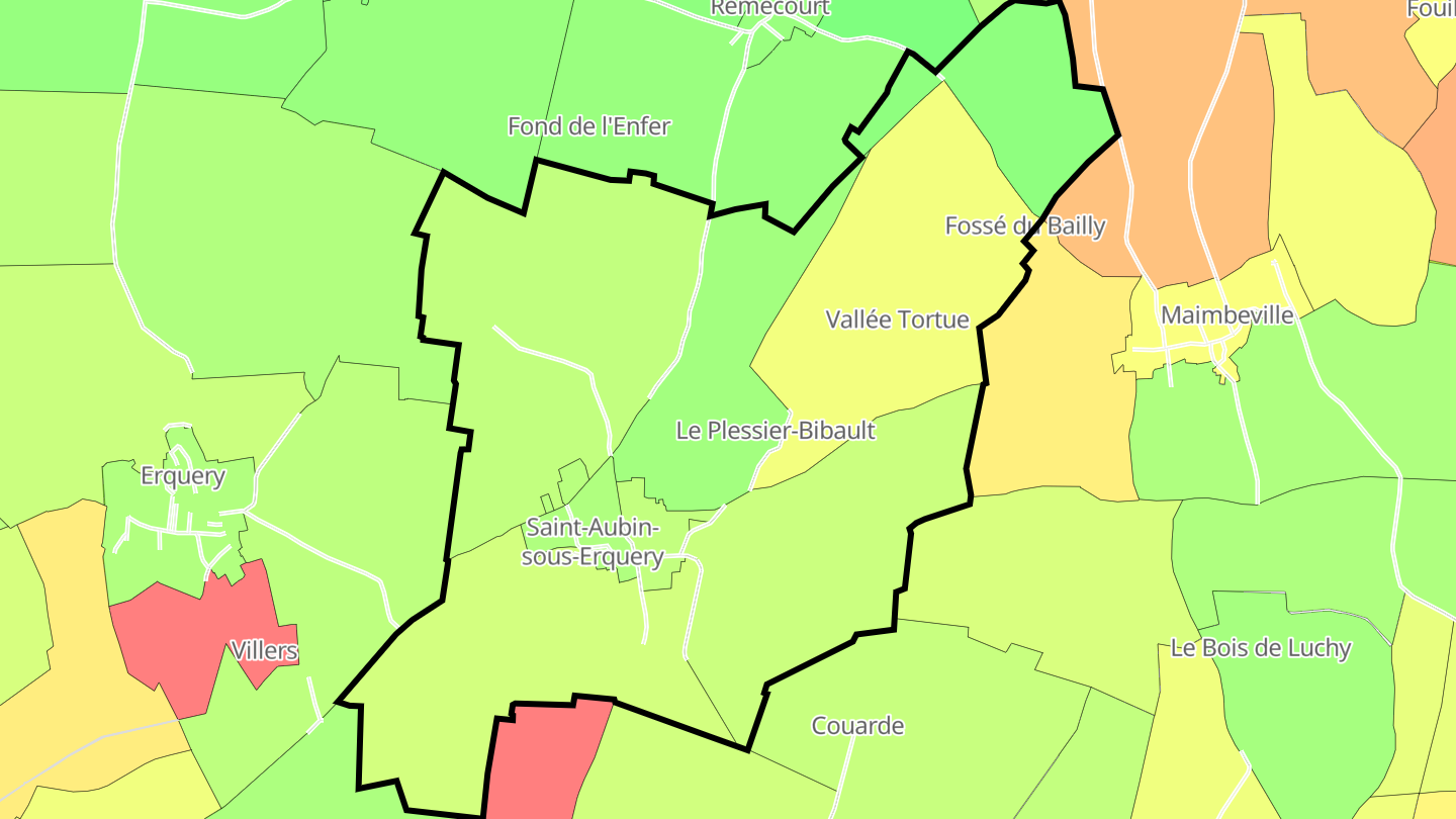 Carte des prix de l'immobilier Saint-Aubin-sous-Erquery