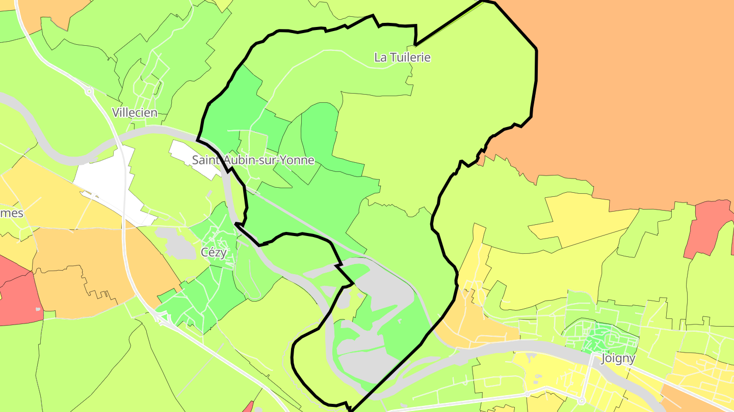 Carte des prix de l'immobilier Saint-Aubin-sur-Yonne