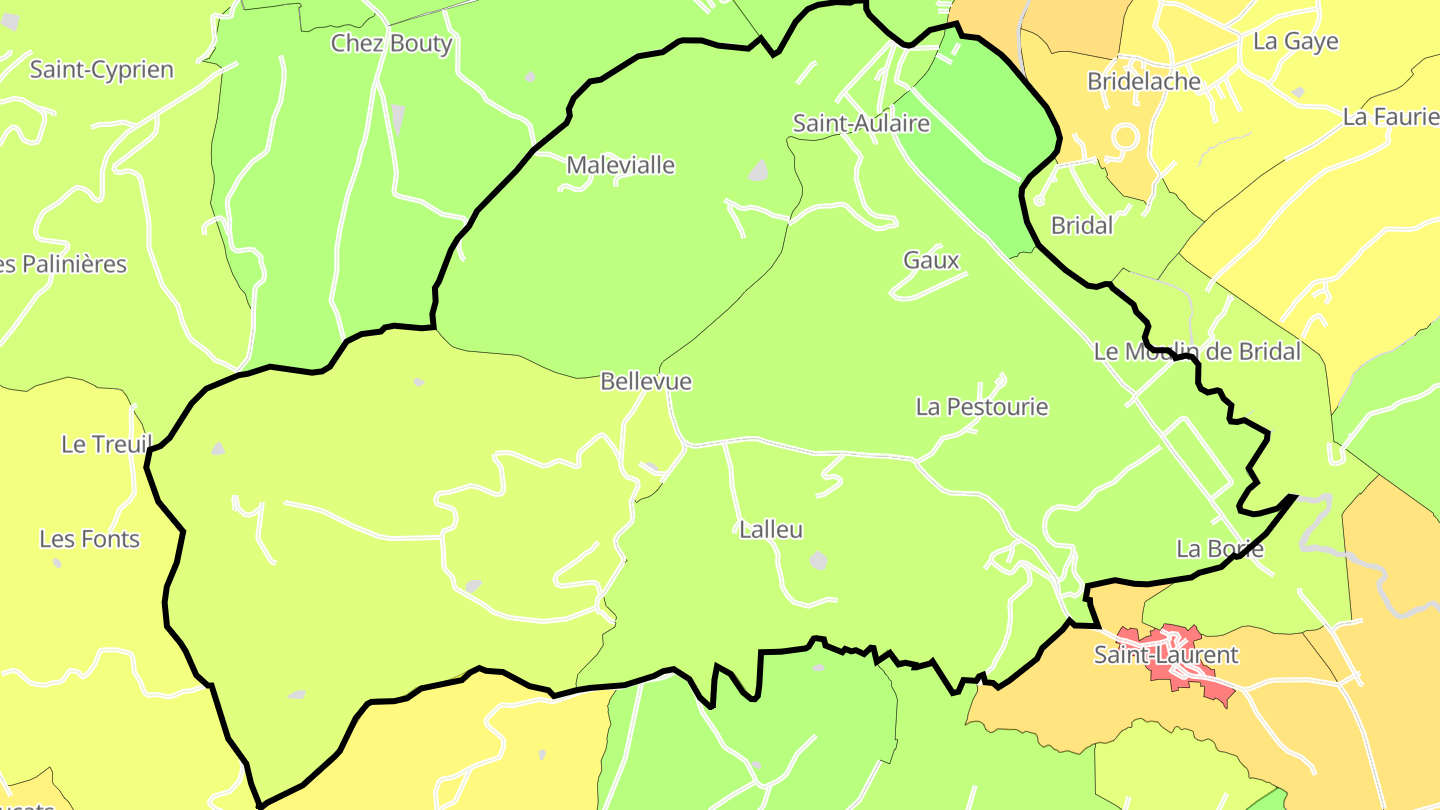 Carte des prix de l'immobilier Saint-Aulaire